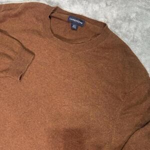 Lands' End Sweater Mens XLT Orange Brown 100% Cashmere Knit Pullover Big Tall